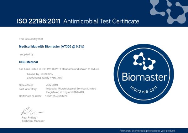 Certificazione ISO 22196: 2011, con Certificato n°  1038185.
