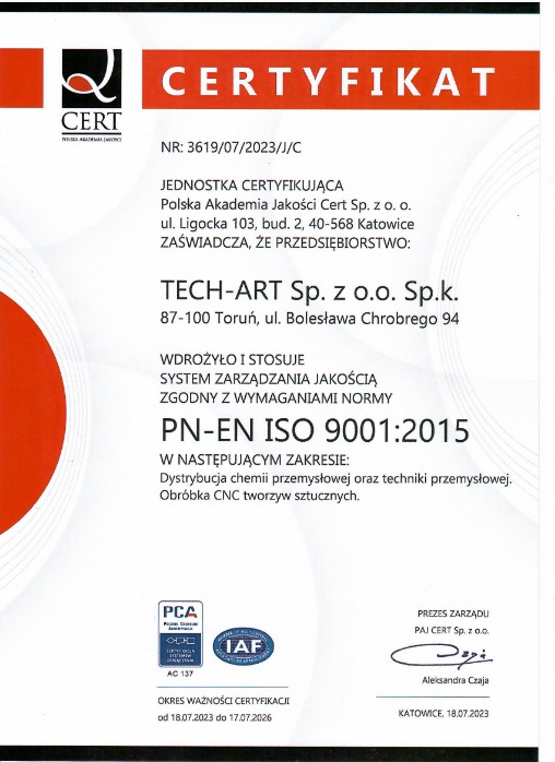 CERTYFIKAT ISO 9001:2015